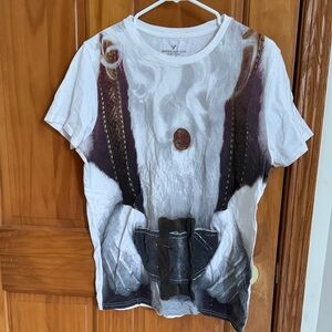 American Eagle Outfitters White and Brown Graphic Tee